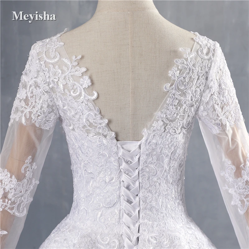 ZJ9160 2019 2020 New Crystal White Long Sleeve Lace Bottom Vintage Wedding Dresses for brides plus size maxi | Свадьбы и торжества