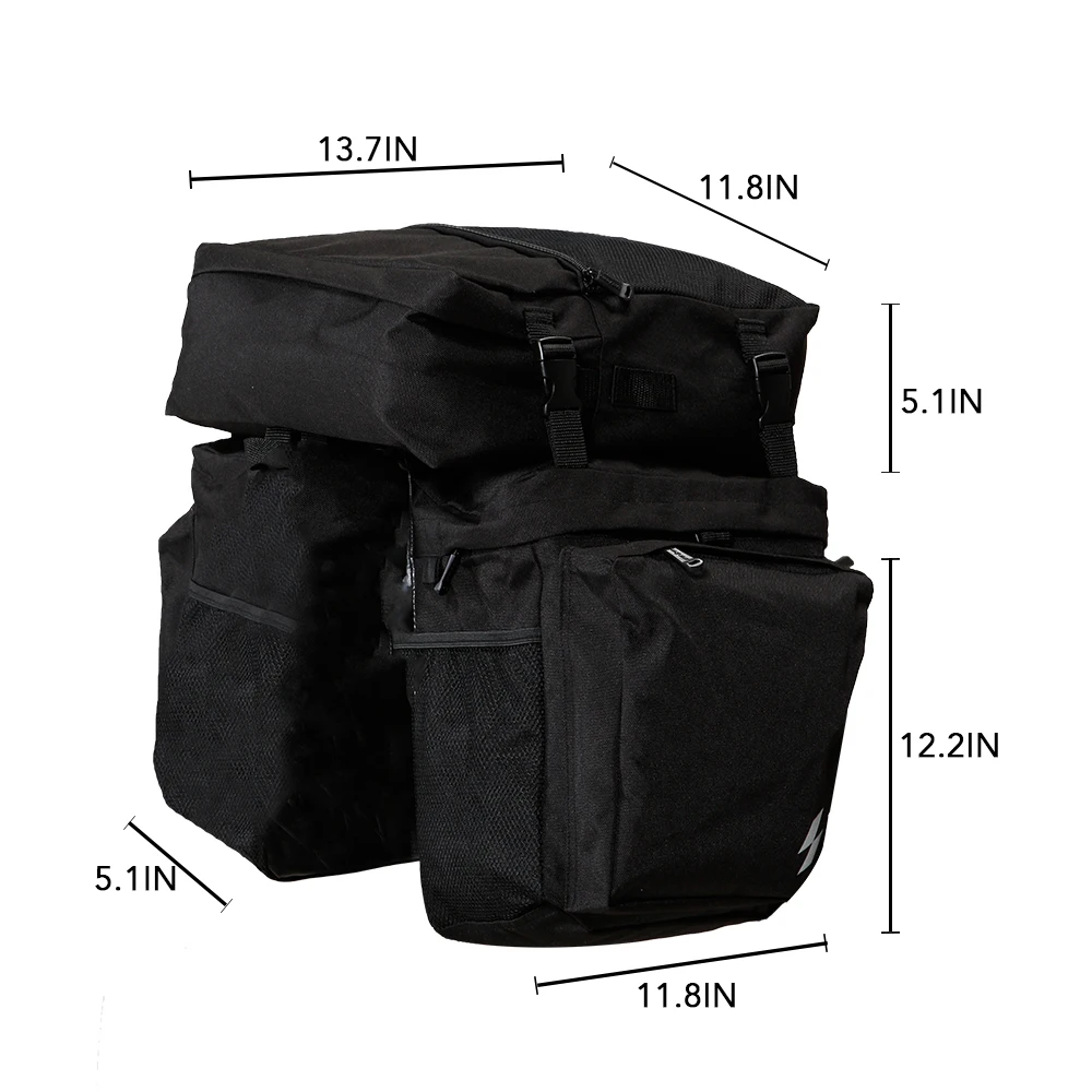 

Bicycle Bike 37L 3-IN-1 Trunk Bags Bike Pannier MTB Road Bike Rear Seat Trunk Bag Bicycle Cycling Cargo Luggage Carrier Bag