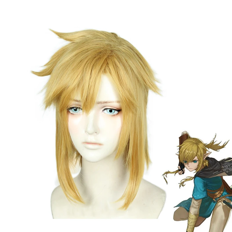 

The Legend of Zelda Breath of the Wild Link Short Ponytail Wig Cosplay Costume Heat Resistant Synthetic Hair Men Women Wigs
