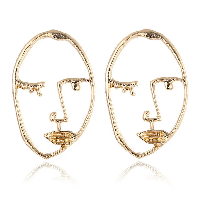 2020 New Aretes Earing And American Design Feeling Fun Irregular Earrings Exaggerated Personality Hollow Circular Alloy Stud | Украшения и