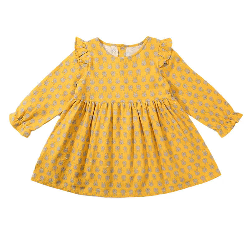 2022 Spring Autumn Elegant Girls Dress Bunny Head And Small Flying Sleeves Sanded Princess For Children Girls 2-6 Years Old