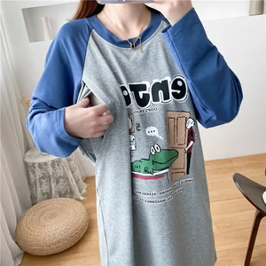 Autumn Terry Cartoon LOOPED Fabric Breastfeeding Sweater Nursing Clothes Hoodies For Pregnant Maternity Clothes 8537
