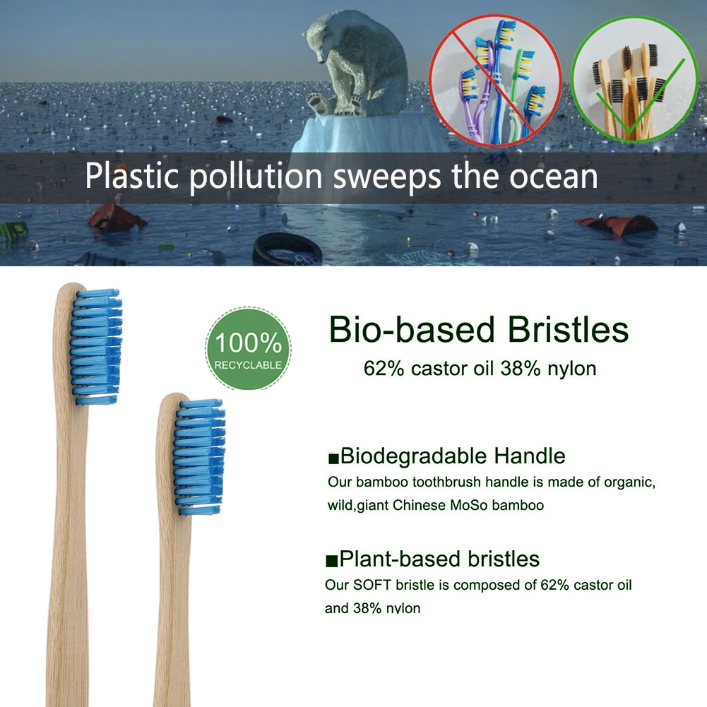 10 шт. биоразлагаемые зубные щётки из бамбука