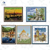joy sunday scenery style stamped cross stitch kits 14ct 11ct counted canvas embroidery handmade needlework home decor gifts sets