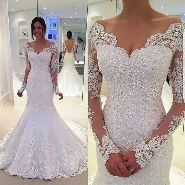 

Vintage Elegance Mermaid Princess Wedding Dresses Lace Fishtail Banquet Dress