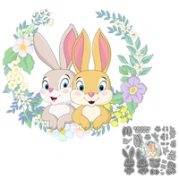 new metal cutting dies couple easter rabbit 2 in 1 scrapbooking die cut mould stencil handicrafts for album paper card embossing