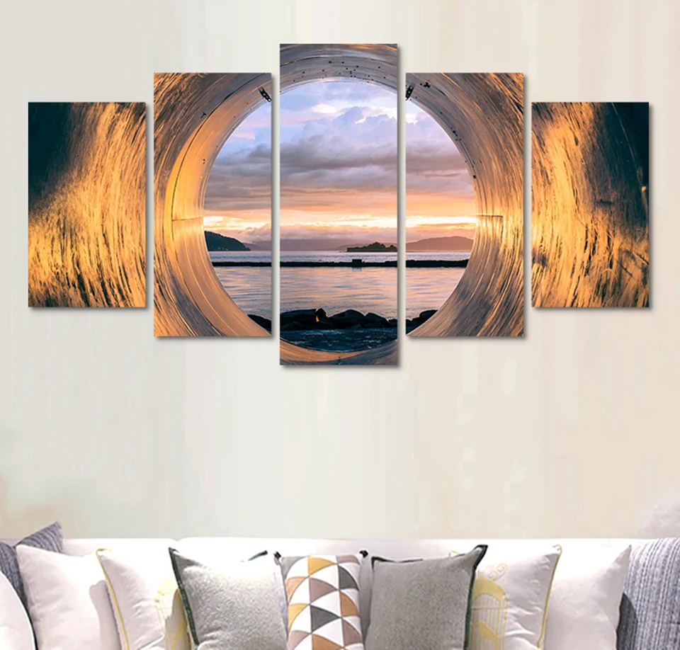 Модульная изображения HD Печать холст картина 5 шт. пляж Морские волны морской