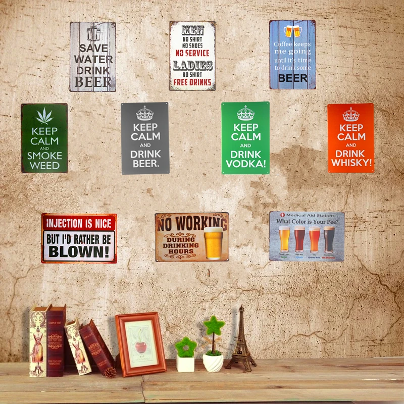 Напиток холодное пиво дым травка оловянные вывески металлический постер для