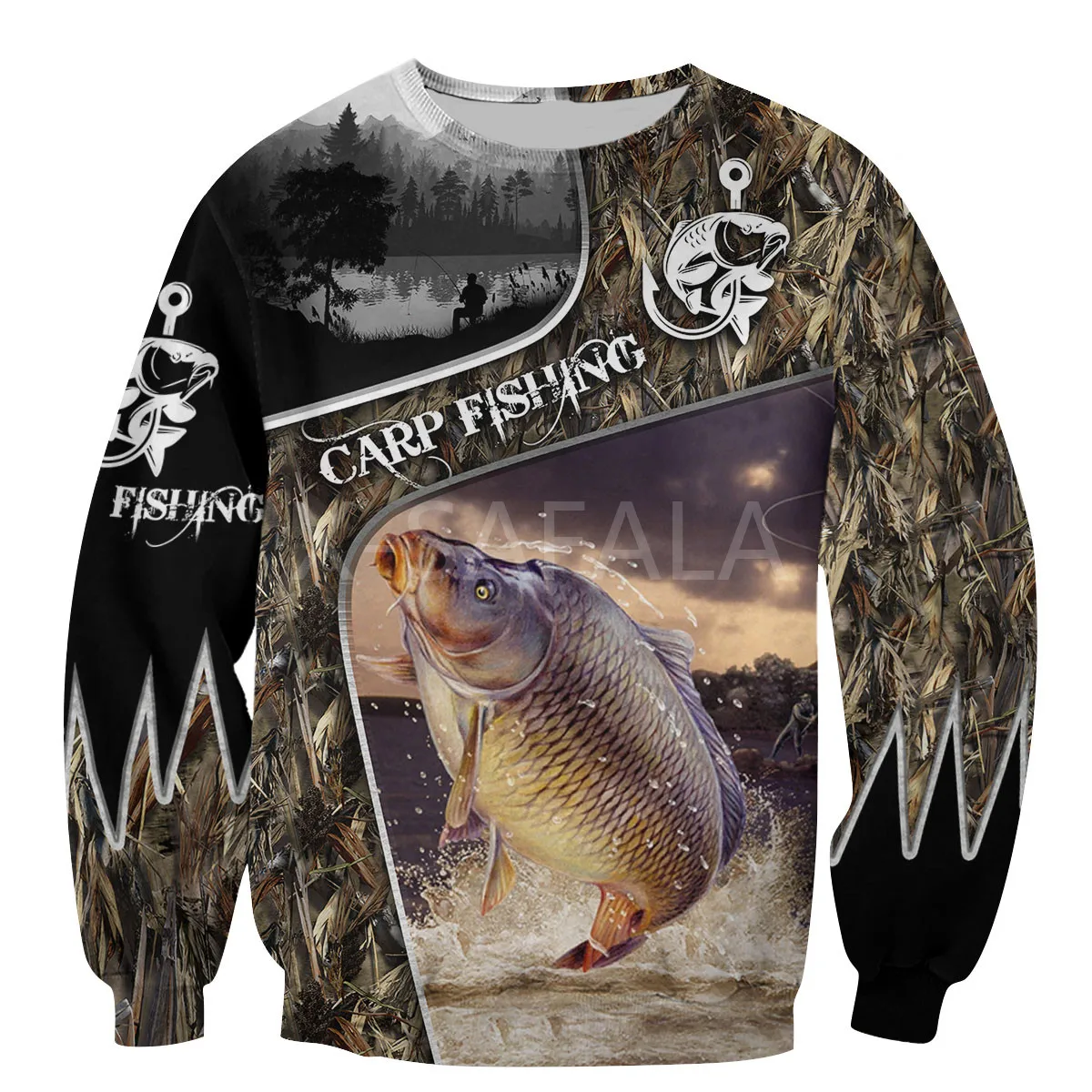 

Carp Fishing Camo Wildfish 3D All Print Plus Hoodie Man Women Harajuku Outwear Zipper Pullover Sweatshirt Casual Unisex Jacket