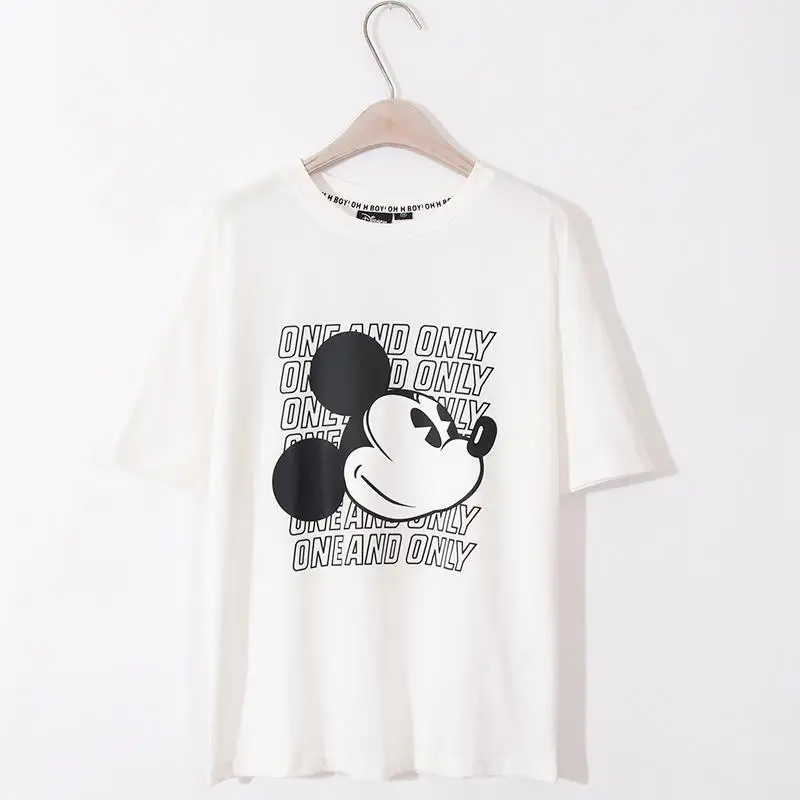 

Disney spring and summer fashion women's versatile round neck bottom shirt Mickey series cartoon cotton short sleeve T-shirt