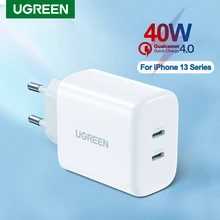 Ugreen Dual 20W USB C Charger 40W PD Fast Charger for iPhone 13 12 Quick Charge 4.0 3.0 for Samsung Huawei Mobile Phone Charger