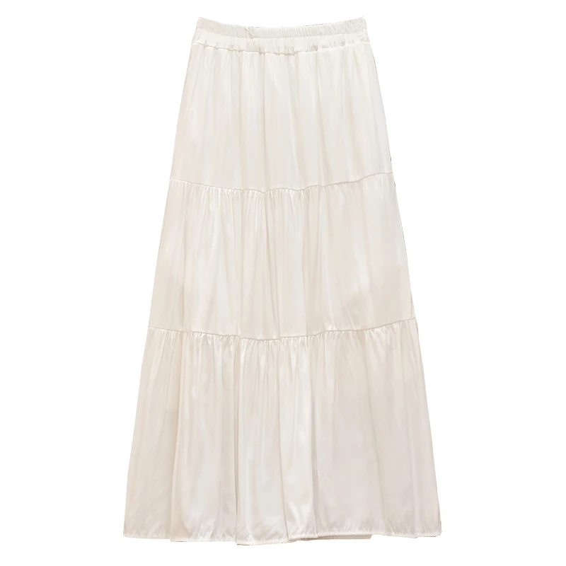 

2021 Women Summer Chiffon Midi Skirt Ladies Casual High Waist A-Line White Pleated Skirt Fashion Korean School Skirt Female