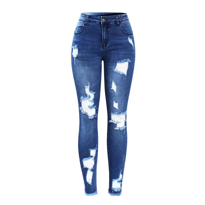 Женские рваные джинсы catonATOZ хлопковые эластичные джинсовые брюки для женщин 2127 |