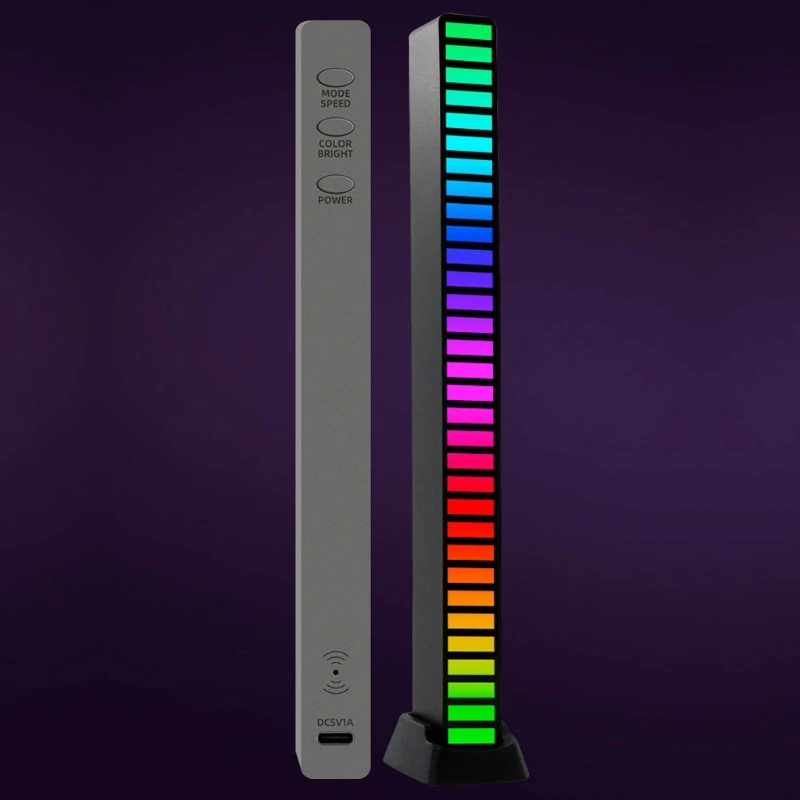

J60A Voice-Activated Pickup Rhythm Light LED Atmosphere Light Car Decorative 7-color Gradient Lamp for Car Desktop Home