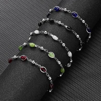 colorful crystal bead bracelet for women femme fashion geometric silver color chain charm bracelets lucky jewelry gift wholesale