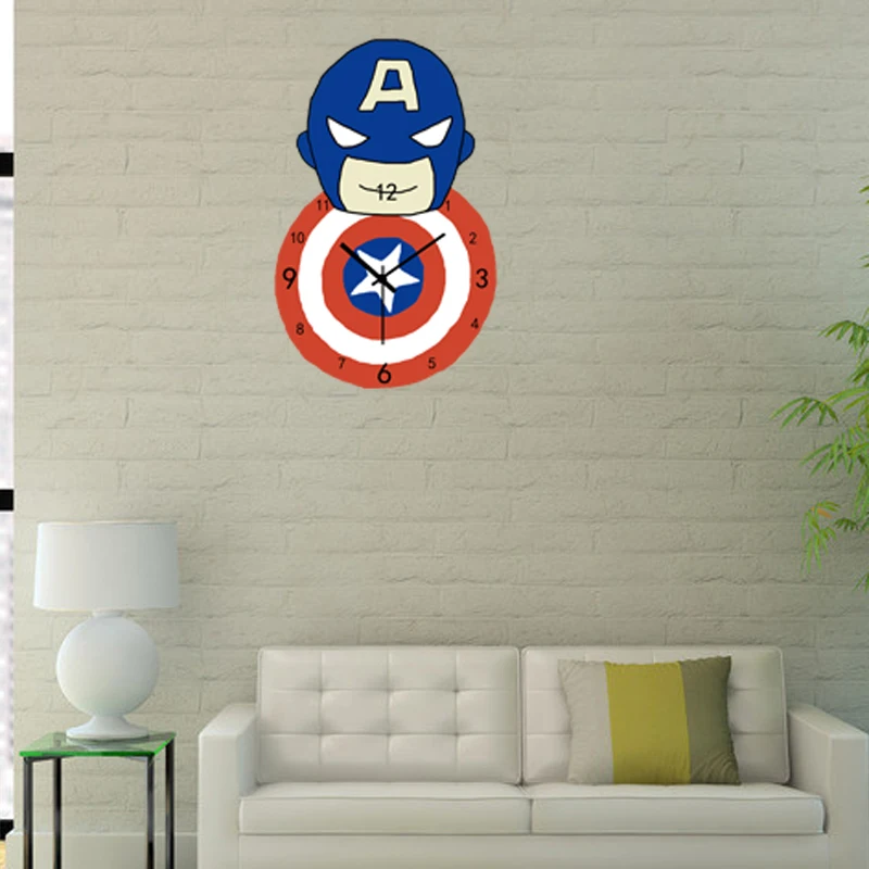 

2021 Marvel Captain America Wall Clock Electronic Smart Luminous Timer Wake Up Children's Desktop Alarm Clock Bedroom Decoration