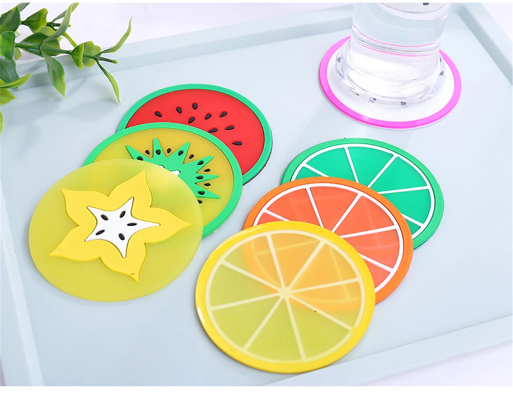 

1PC Silicone Cup Mat Colorful Jelly Fruit Shape Coaster Creative Non-slip Insulation Pad Coaster