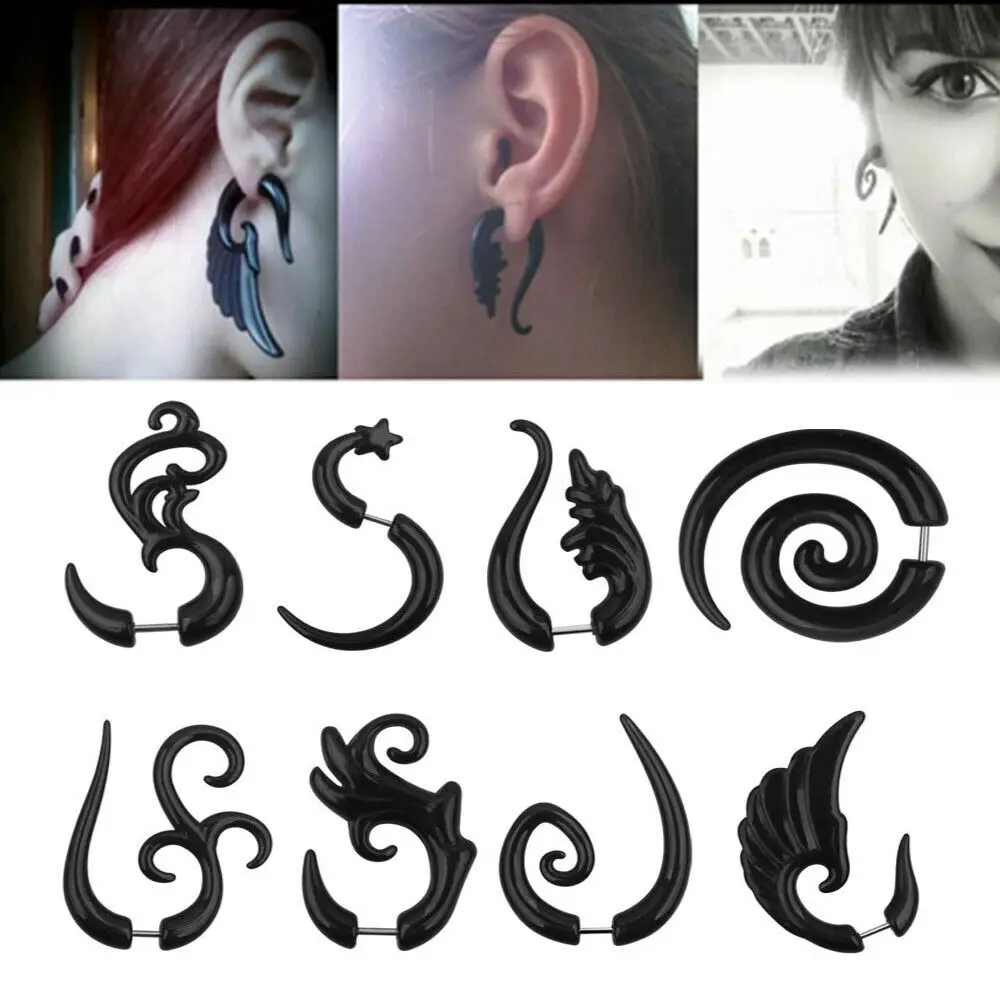 1 пара черные акриловые спиральные ушные затычки в стиле панк растягивающиеся
