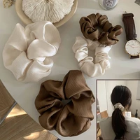 textured women silk scrunchie elastic handmade two color hair band ponytail holder headband hair accessories solid color