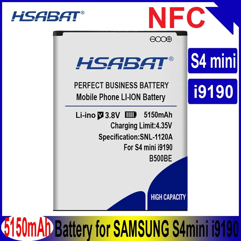 Аккумулятор HSABAT B500BE B500AE 5150 мАч для Samsung GALAXY S4 Mini NFC i9190 i9192 i9195 i9198|Аккумуляторы
