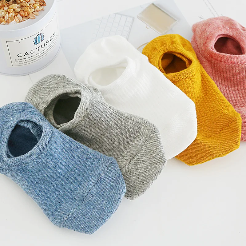 

Spring And Summer Candy-Colored Boat Socks Japanese Solid Color Invisible Cotton Ladies Silicone Slip-Proof Shallow For Women