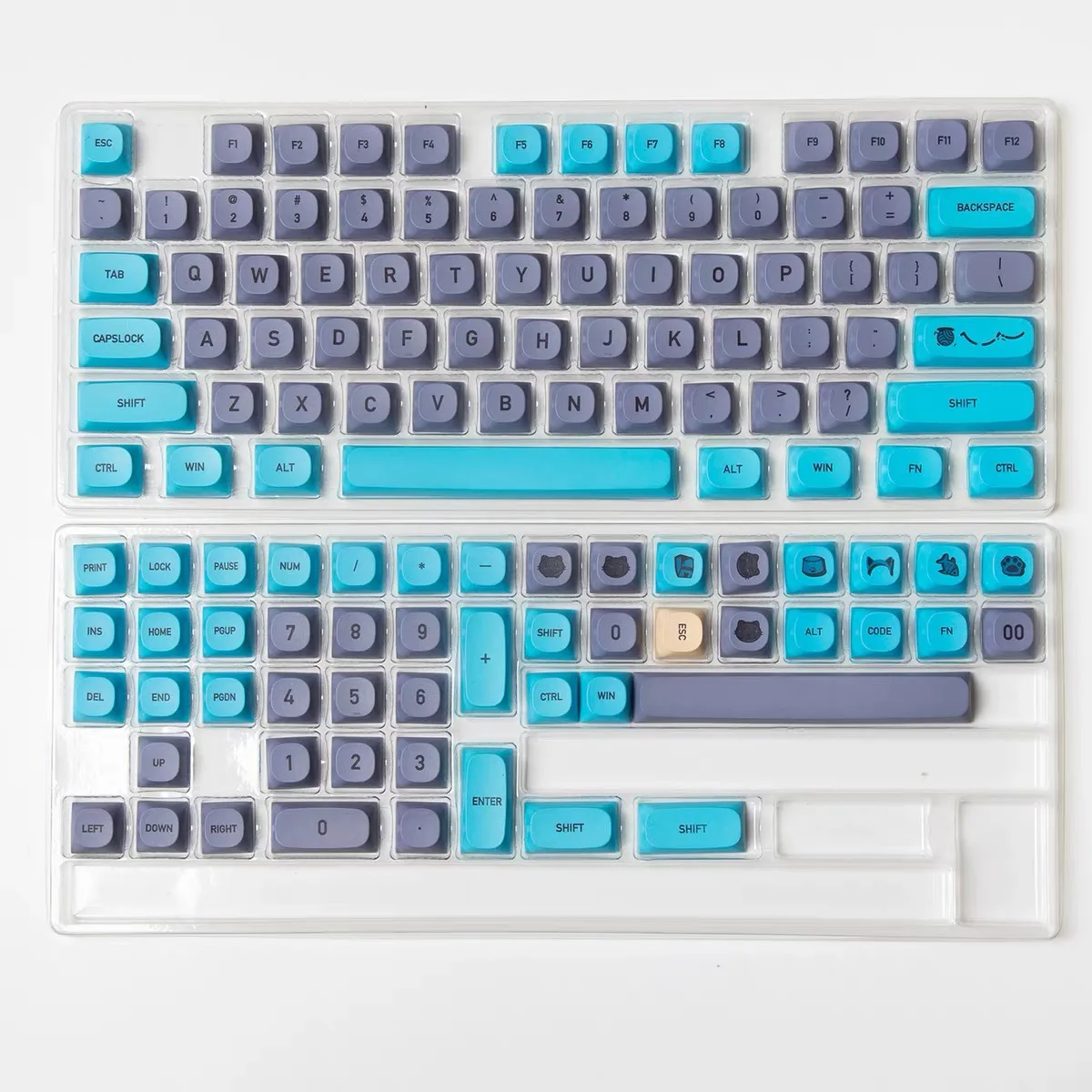 

125 Keys PBT Dye Sub Keycaps MA 9mm Profile Keys Blue Cat Theme Keycap For Cherry Mx Switch Mechanical Keyboard