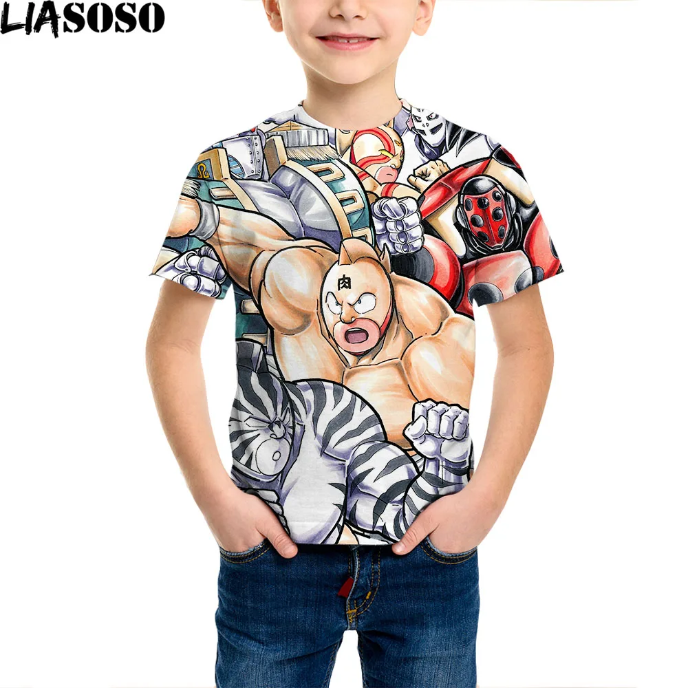 

LIASOSO Anime Kinnikuman 3D Printed T Shirt Boy Girl Muscle Men Funny Children's Harajuku Shirt Mangas Cartoon Child Tops Cloth
