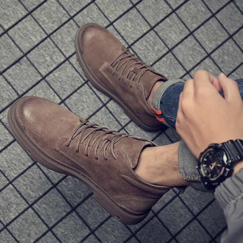 Мужские ботинки высокие на осень и зиму британские ветрозащитные мужские