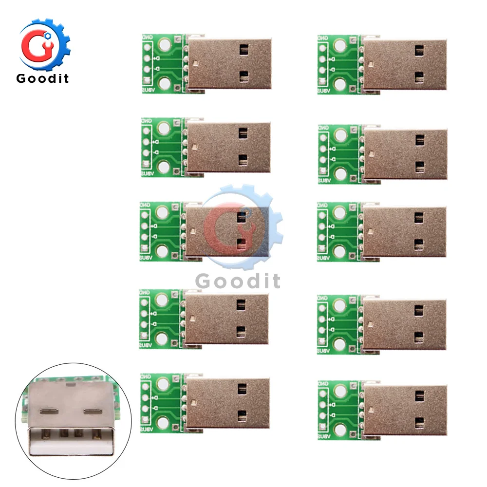 10 шт. USB-адаптер DIP конвертер 4 контакта для 2 54 мм печатной платы блок питания набор