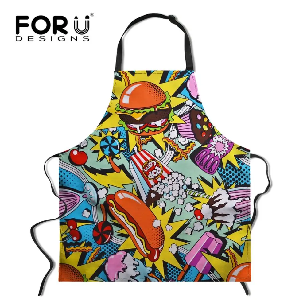 FORUDESIGNS/кухонный фартук с принтом гамбургера забавные фартуки для приготовления