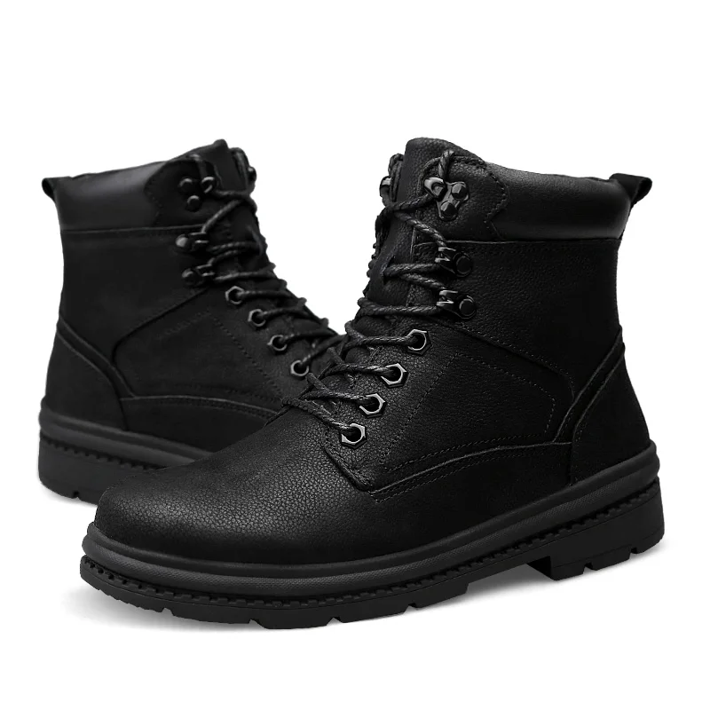 CLAXNEO мужские зимние ботинки плюшевый мех натуральная кожа с высоким берцем