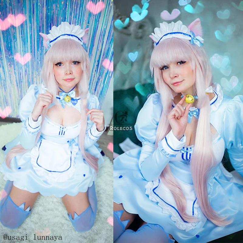 Женский костюм для косплея ROLECOS Nekopara парик длиной 105 см из синтетических волос