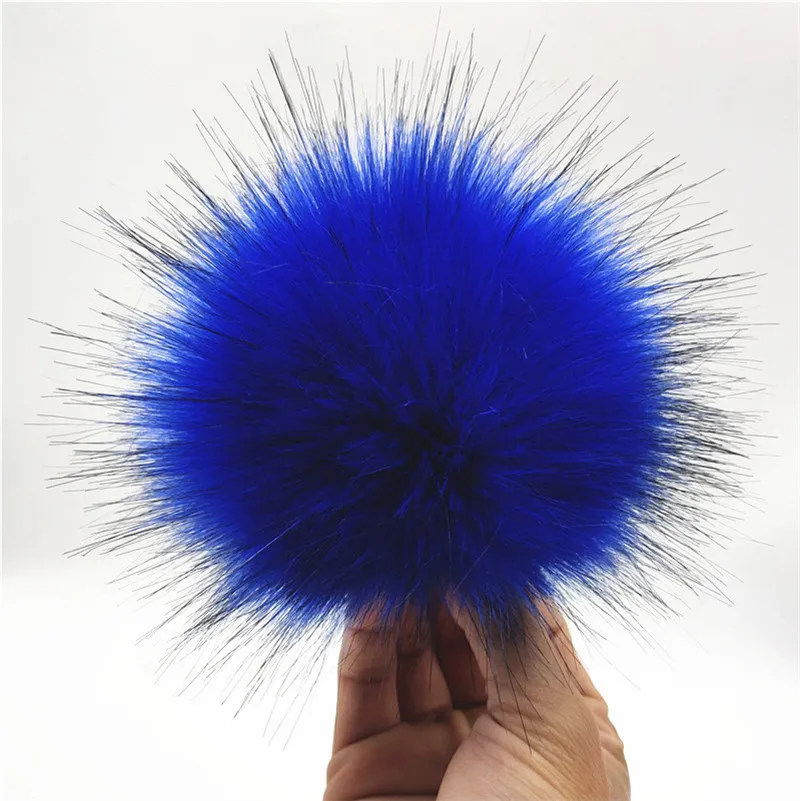 12cm colorful pompoms with snaps New winter artificial fur poms for knitted beanies cap hats shoes men's skullies & beanies