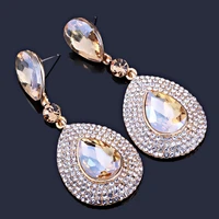 brand design hot sale water drop earrings for women fashion crystal wedding prom earrings add gift box