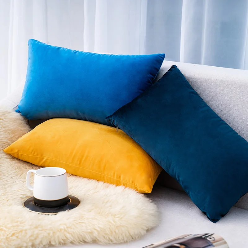 

Rectangular Velvet Pillowcase Home Textiles Decorations 30*50 Velvet Hugging Pillow Case Solid Color Lumbar Pillow Cushion