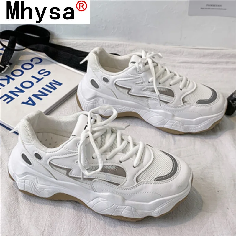 

Spring Women Shoes 2021 New Fashion Women Vulcanized Platform Shoes Walking Mesh Breathable Chunky Sneakers Zapatillas Mujer