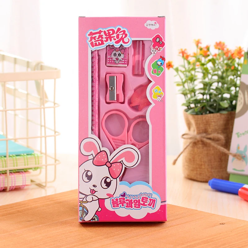 

Portable Stationery Set Practical Pen Eraser Sharpener Scissors Great Gifts for Children Boys Girls UY8