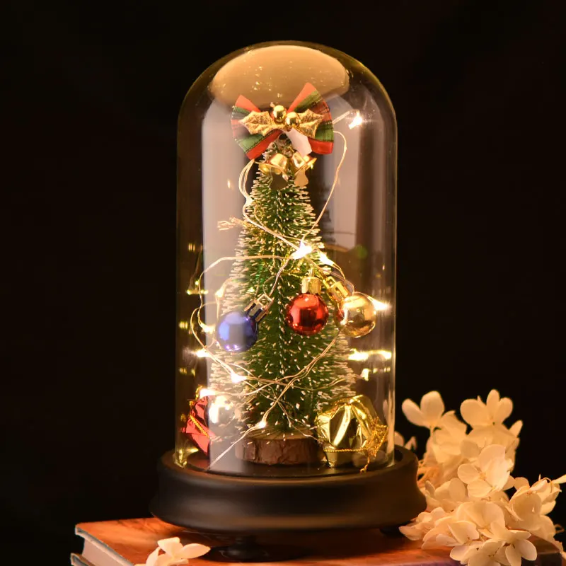 Искусственное украшение Рождественская елка в стеклянном куполе светодиодный