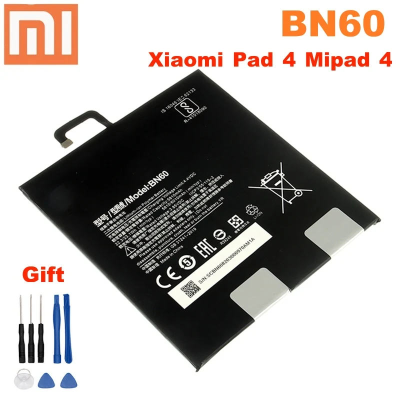 

Xiaomi BN60 High Capacity Tablet Battery BN60 For Xiaomi Pad 4 Mipad 4 5810mAh bn60 Xiao Mi Tablet Replacement+ free tools
