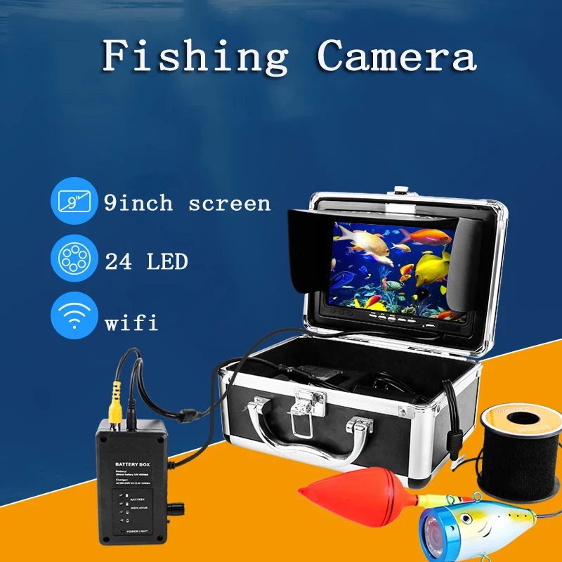 

fish finder 24 white lights 7inch TFT color monitor HD underwater fishing camera with long battery DVR function optional WF01A