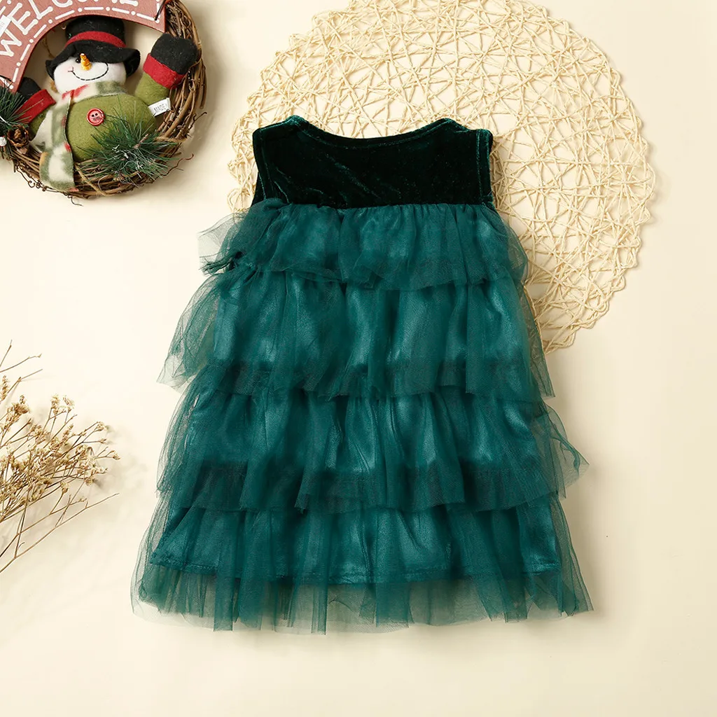 Взрывобезопасное платье для девочек зеленая сетчатая пряжа золотой бархат без