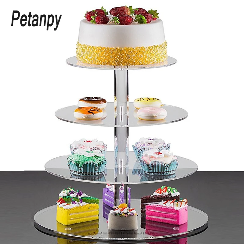 

Acrylic 3/4 layer Cake Stand Wedding Cakes Round Cup Cupcake Holder Birthday Party Dessert Stands Display Cupcake Stands