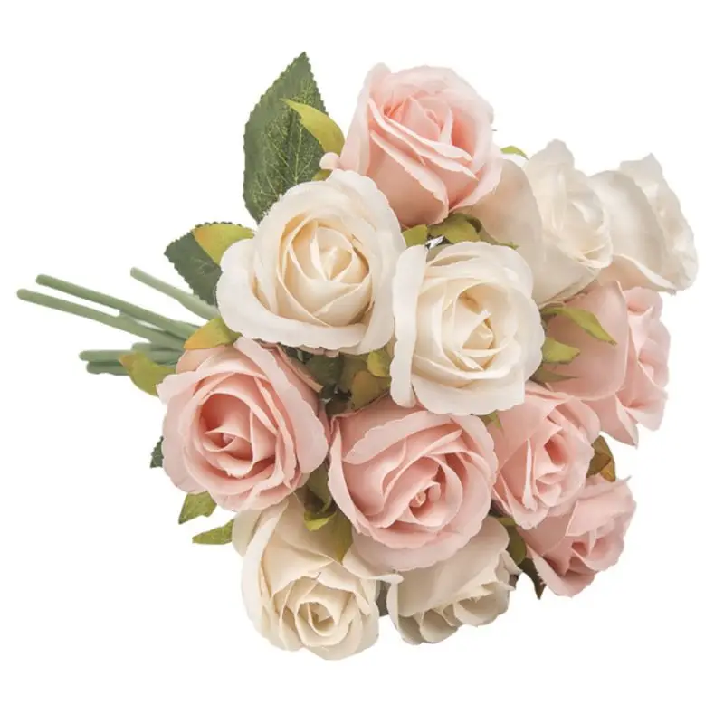 

Imitation Silk Artificial Rose Flower 12 Heads Vintage Bouquet for Bridal Bridesmaid Wedding Party Props Garden Home Decoration