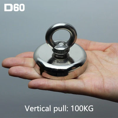 D60 (pull max 100KG) 1 шт./лот высокопрочный магнит супер-сильный Nd-Fe-B магнетит высокопрочный круглый rubidium-Ru-Неодимовый блок спасательный магнит король - Цвет: D60 (pull max 100KG)
