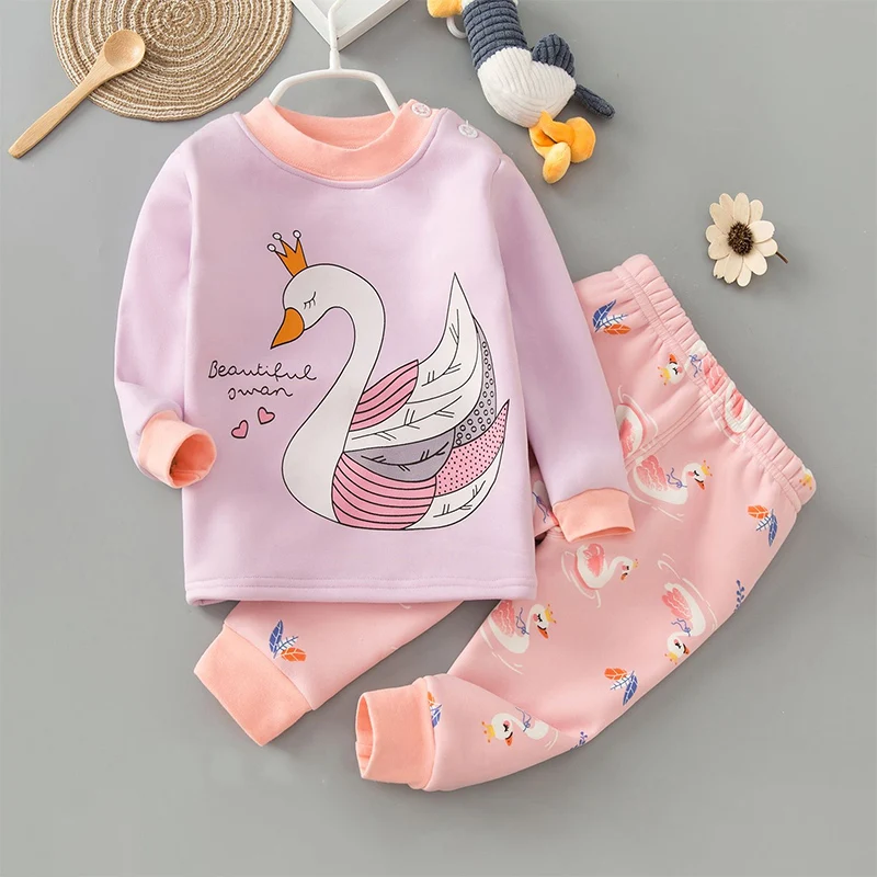 Pijamas de franela de invierno para ni&ntilde;os, ropa de dormir c&aacute;lida, conjuntos de ropa para el hogar con bonitos dibujos de unicornios, 4-6-3