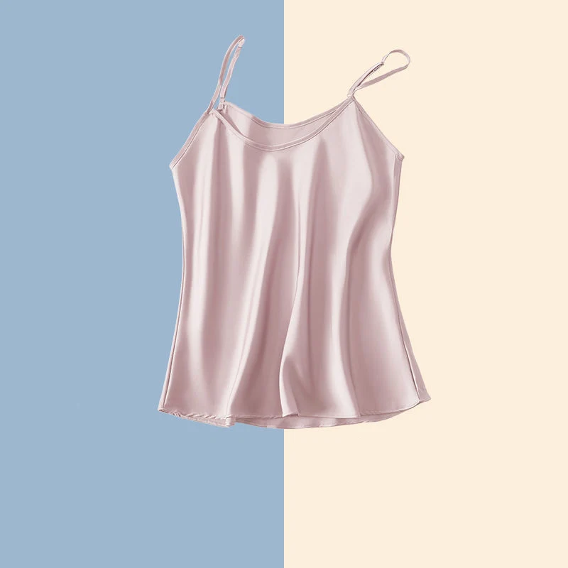 

2021 Silk Crop Top Summer Women Tank Top Sleeveless Shirt Bustier Sexy O-Neck Halter Vest Bralette Blouse Cami