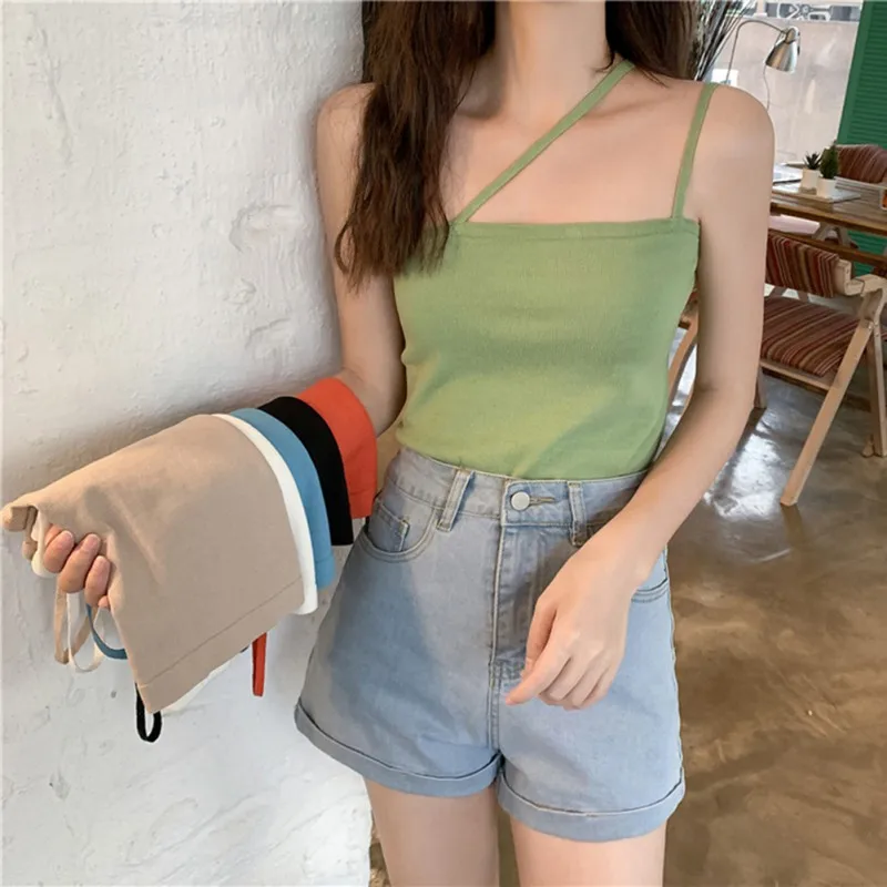 

Women Summer Sexy Tank Tops Female Slim Sleeveless Casual Vest Solid Color Crop Lower Cut Top For Ladies Fitness Vest