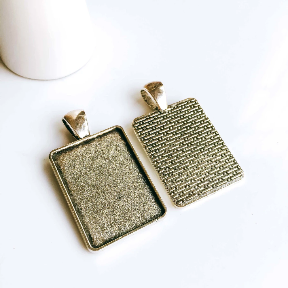 5pcs/lot 18x25mm Necklace Pendant Setting Antique Bronze Silver Color Glass Cabochon Blank Base Supplies for Jewelry T294 | Украшения и