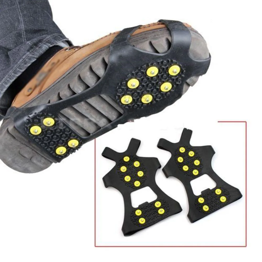 

1 Pair Hot Sale 10 Studs Anti-Skid Snow Ice Climbing Shoe Spikes Grips Crampons Cleats Overshoes