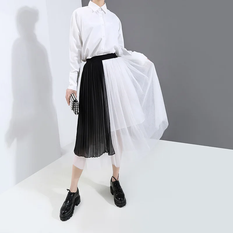 Женская длинная юбка с поясом на резинке модная черная Белая Прозрачная женская